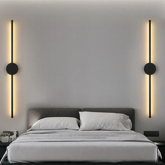 Modern svart vägglampa med lång LED-belysning för vardagsrum sovrum och hall