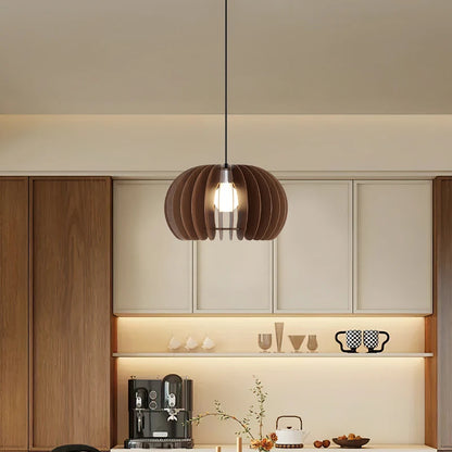 Pendellampa i träinspirerad design modern taklampa för matsal kök vardagsrum sovrum