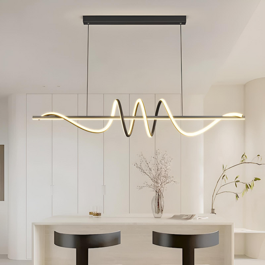 Modern vågformad LED-pendellampa för matsal, vardagsrum och kök