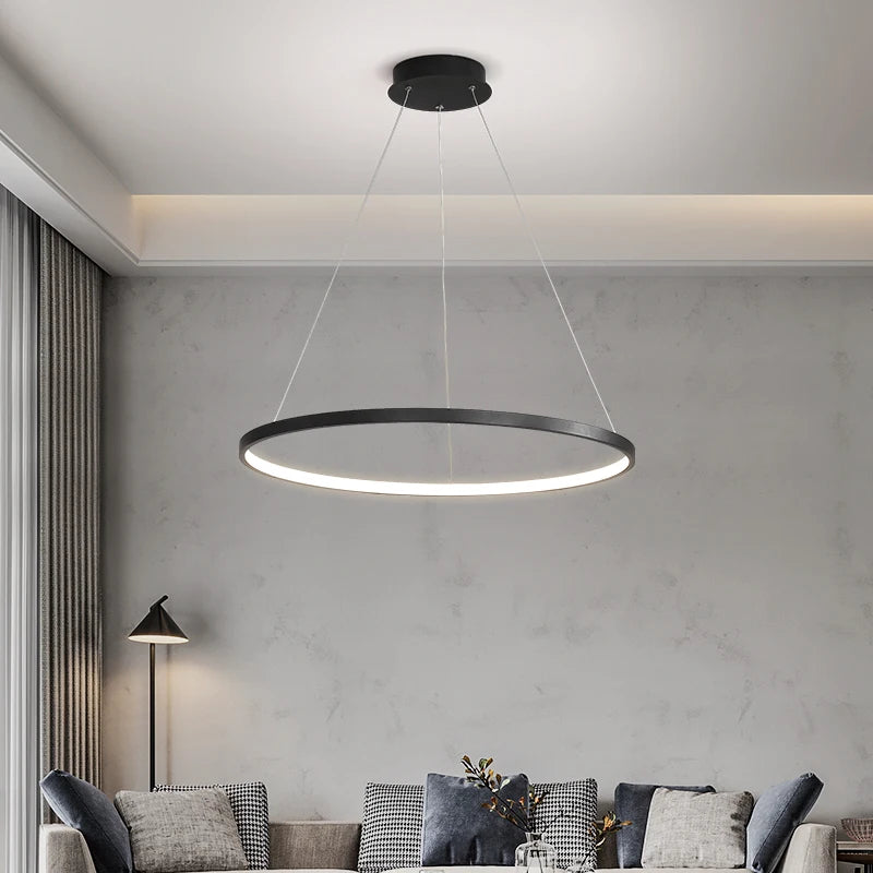 Modern rund LED-pendellampa för vardagsrum, matsal och kök