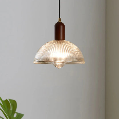 Modern pendellampa i glas och trä för matsal, vardagsrum och sovrum