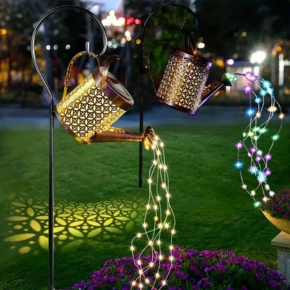 Glowcan | Solcellsdriven vattenkanna lykta med krok – LED trädgårdsbelysning i metall