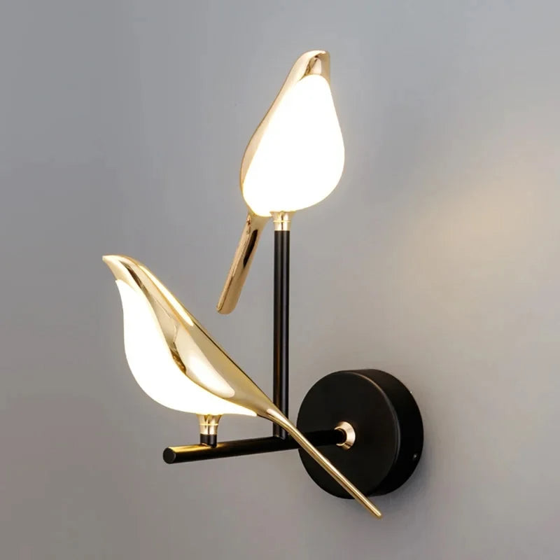 Vägglampa i guld fågeldesign med LED för sovrum vardagsrum hall dekoration