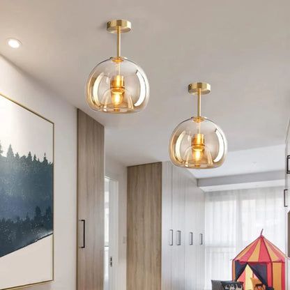 Modern taklampa i svart och guld med glasdetaljer – elegant LED plafond för vardagsrum, sovrum och matsal