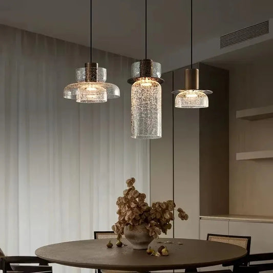 Modern pendellampa i spräckligt glas och metall för kök matsal och sovrum