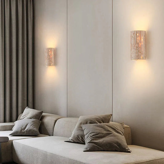 Stoneform | 3D-skuren stenvägglampa – perfekt för sovrum och hall, 1 st