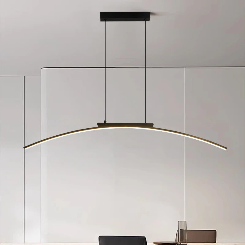 Modern välvd LED takpendel i svart aluminium för matsal kök vardagsrum