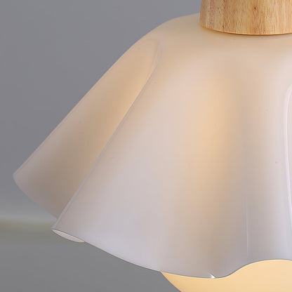 Nordisk pendellampa i trä med blomformad design och LED för matsal sovrum och vardagsrum