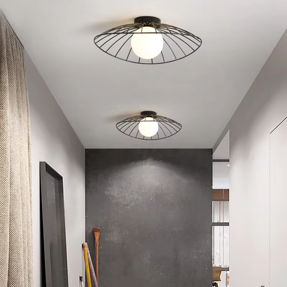 Nordisk taklampa i metall – modern LED plafond för hall, vardagsrum och sovrum