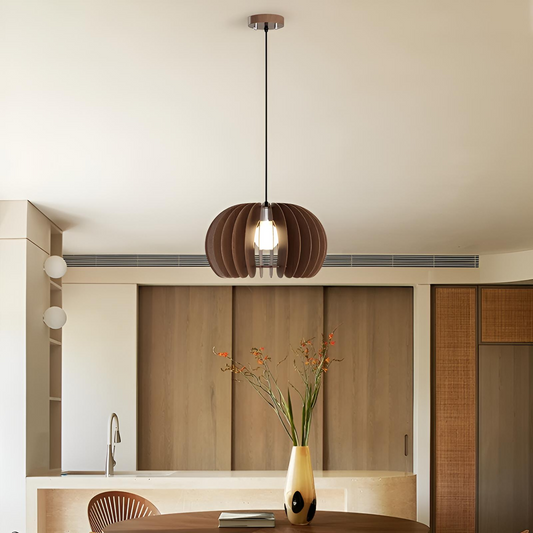 Pendellampa i träinspirerad design modern taklampa för matsal kök vardagsrum sovrum