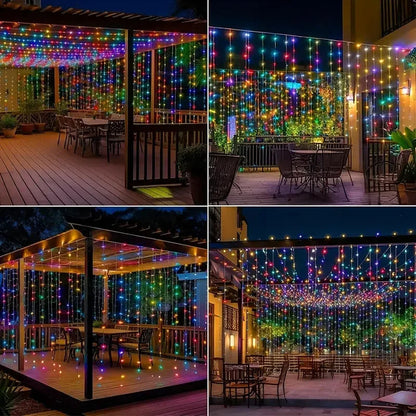 Glowdrape | Solcells LED-gardinlampor – dekorativ utomhusbelysning för trädgård