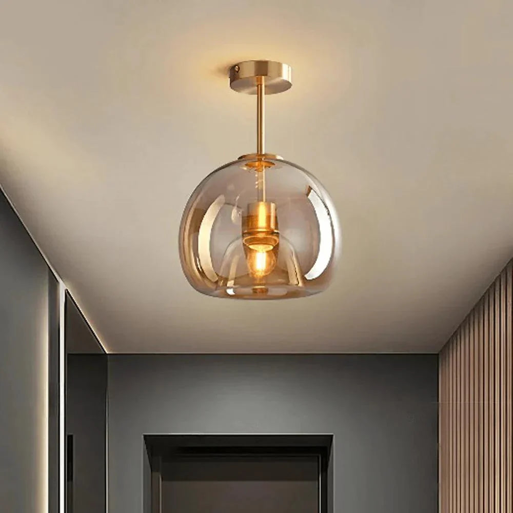 Modern taklampa i svart och guld med glasdetaljer – elegant LED plafond för vardagsrum, sovrum och matsal