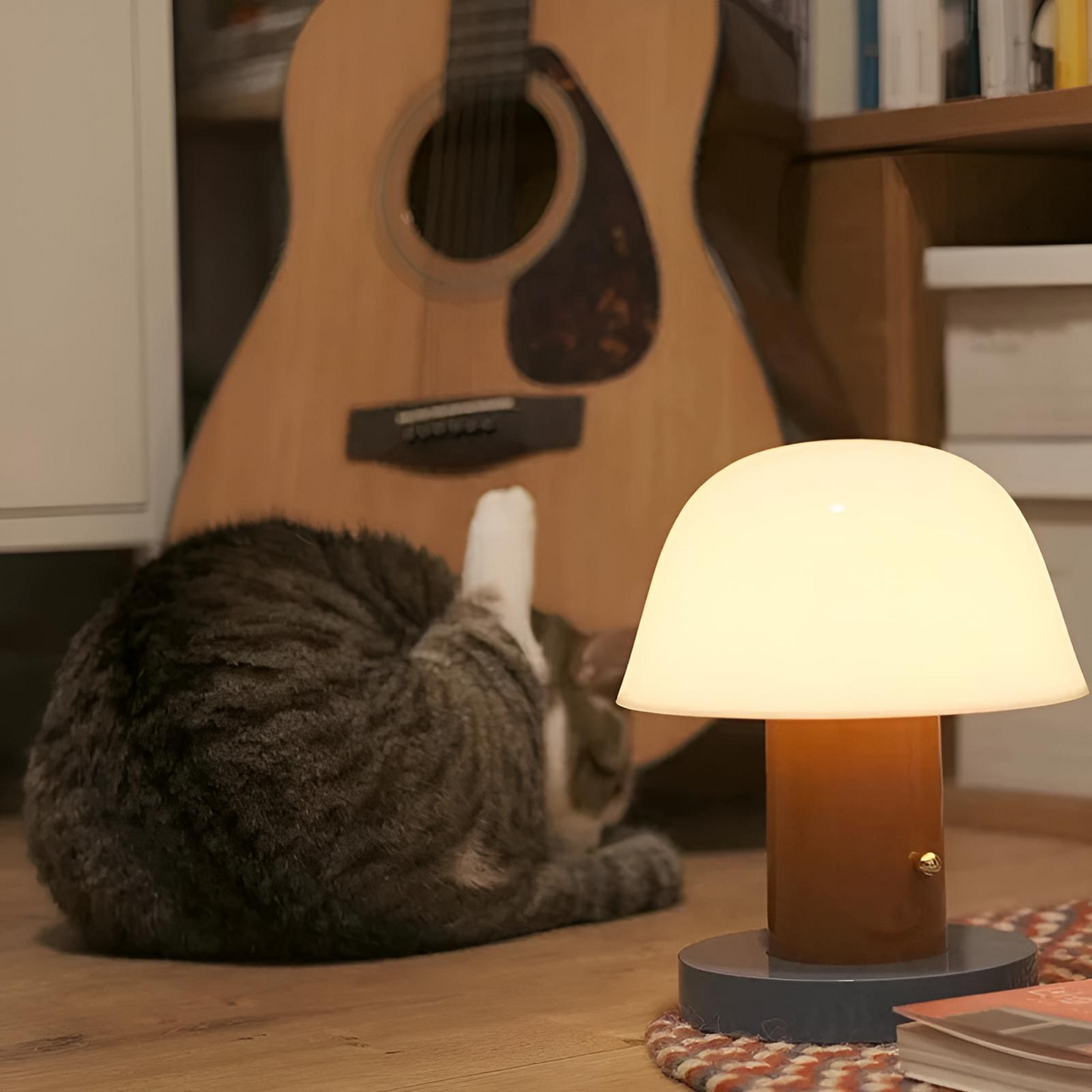 Modern svampformad bordslampa med dimbar LED för sovrum vardagsrum