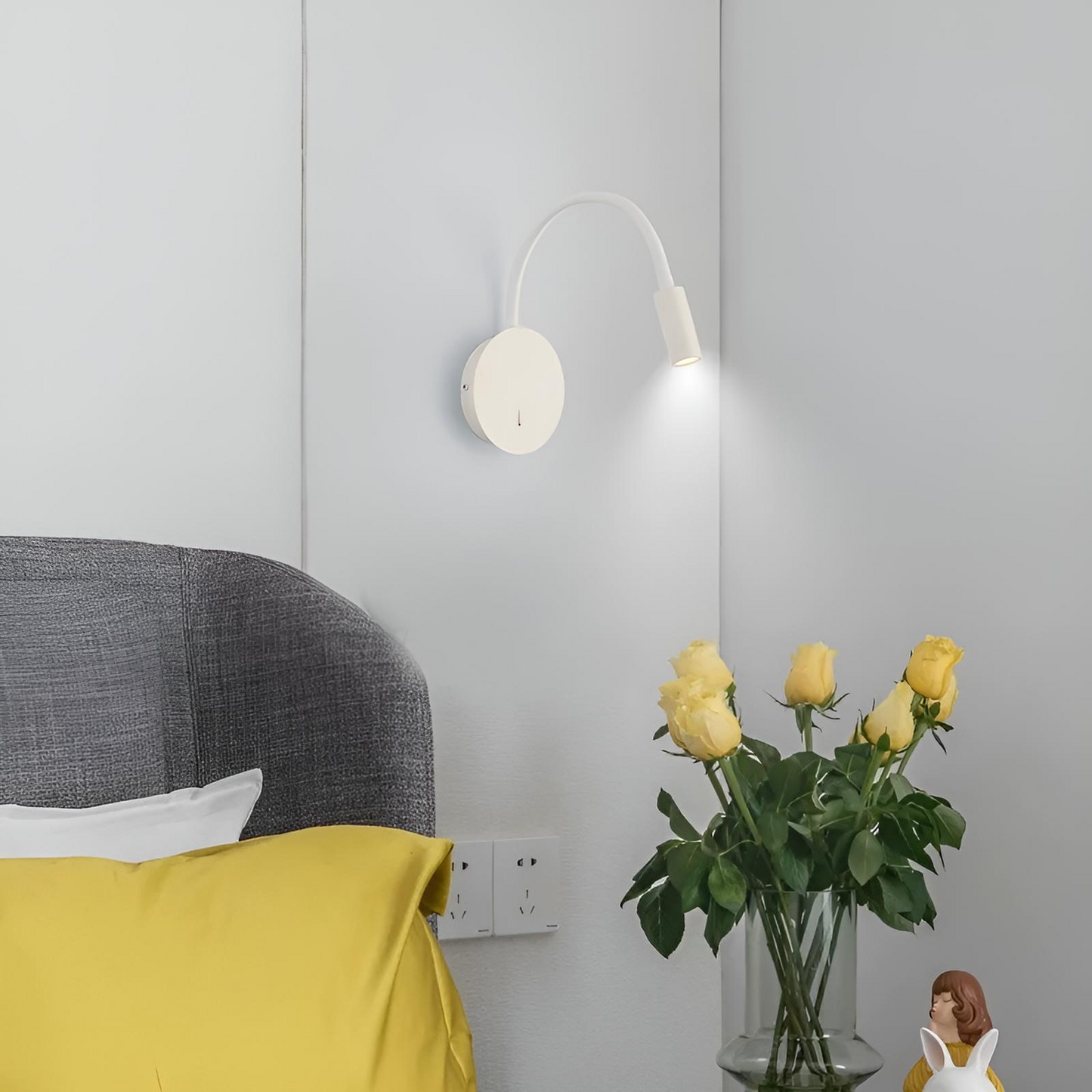 Modern LED vägglampa med flexibel arm i aluminium för sovrum sänglampa