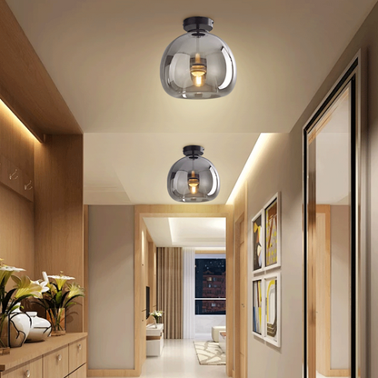 Modern taklampa i svart och guld med glasdetaljer – elegant LED plafond för vardagsrum, sovrum och matsal