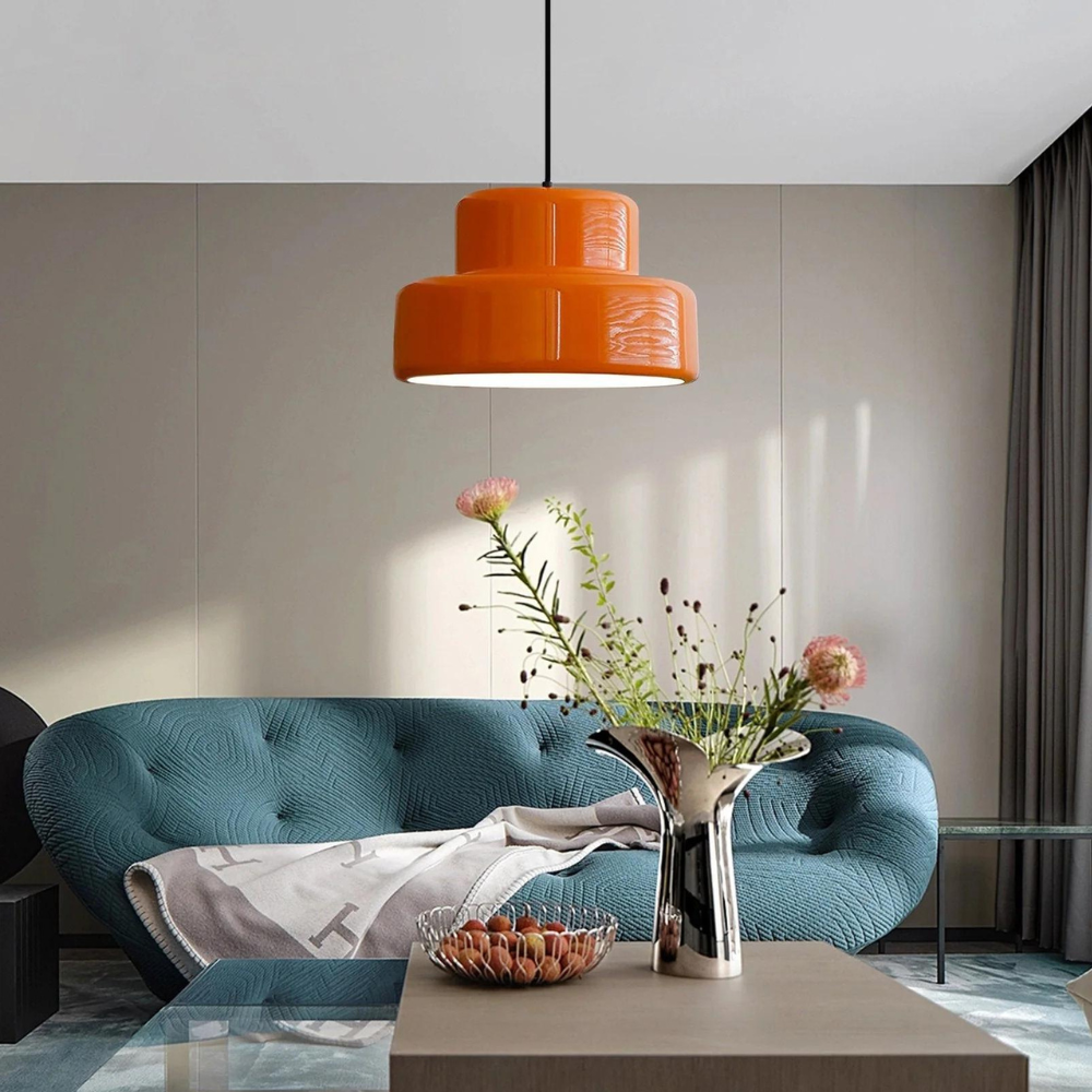 Retro orange taklampa med justerbar höjd för kök matsal vardagsrum