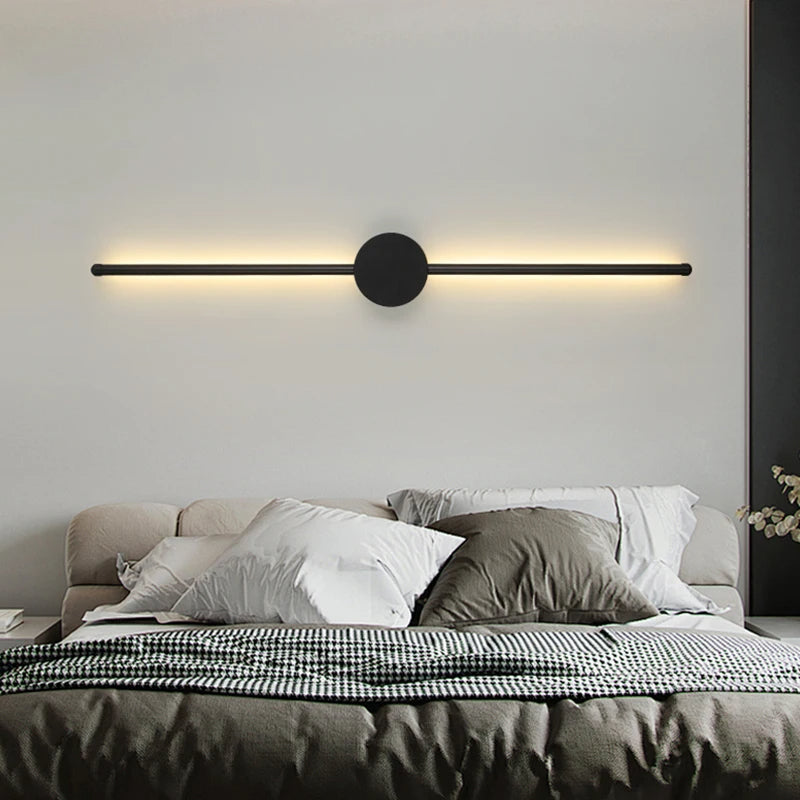 Modern svart vägglampa med lång LED-belysning för vardagsrum sovrum och hall