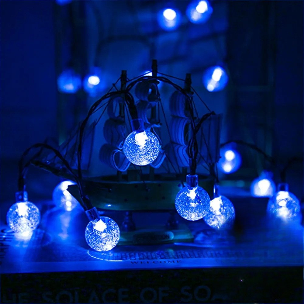 Glowbubbles | 5M solcellsdriven LED ljusslinga – 20 varmvita bubbelglödlampor för dekor
