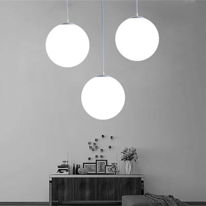 Modern LED pendellampa i klotform mjölkvit för vardagsrum sovrum kök