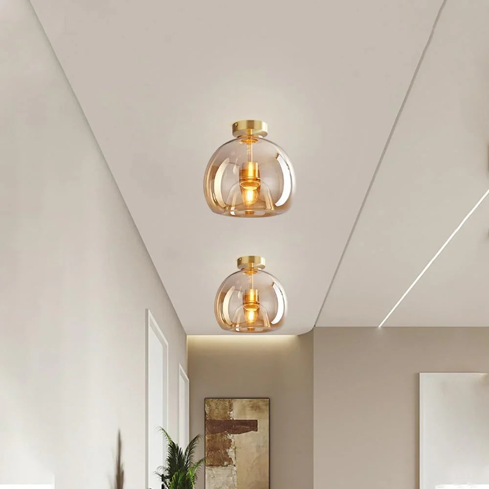Modern taklampa i svart och guld med glasdetaljer – elegant LED plafond för vardagsrum, sovrum och matsal