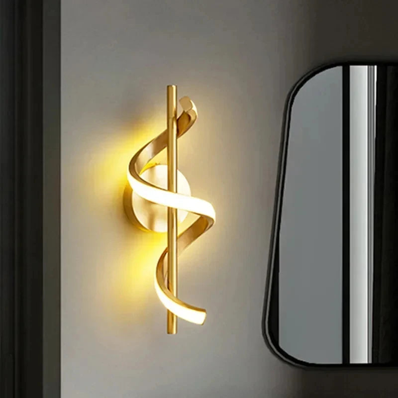 Modern LED vägglampa i spiraldesign för sovrum vardagsrum hall korridor