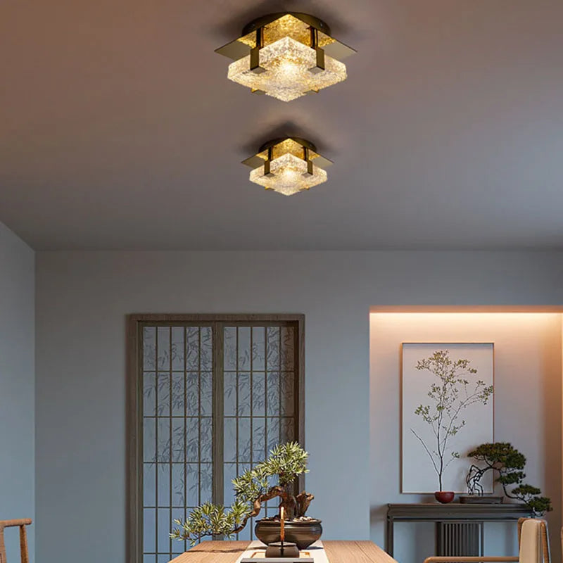 Modern LED taklampa i glas och metall för vardagsrum sovrum matsal hall