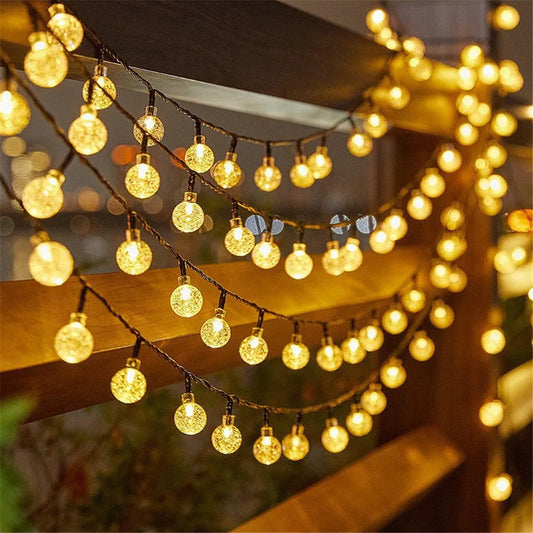 Glowbubbles | 5M solcellsdriven LED ljusslinga – 20 varmvita bubbelglödlampor för dekor