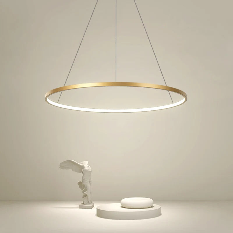 Modern rund LED-pendellampa för vardagsrum, matsal och kök
