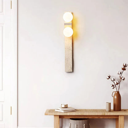 Arteglow | Art Deco vägglampa med natursten och frostat glas – elegant belysning