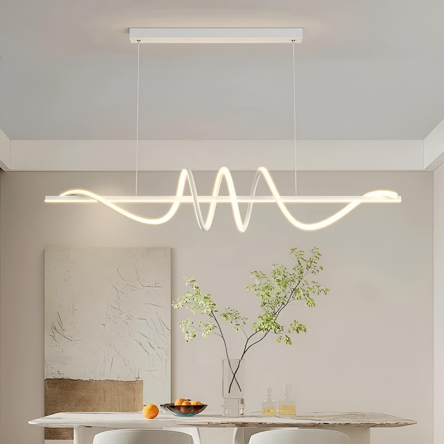 Modern vågformad LED-pendellampa för matsal, vardagsrum och kök
