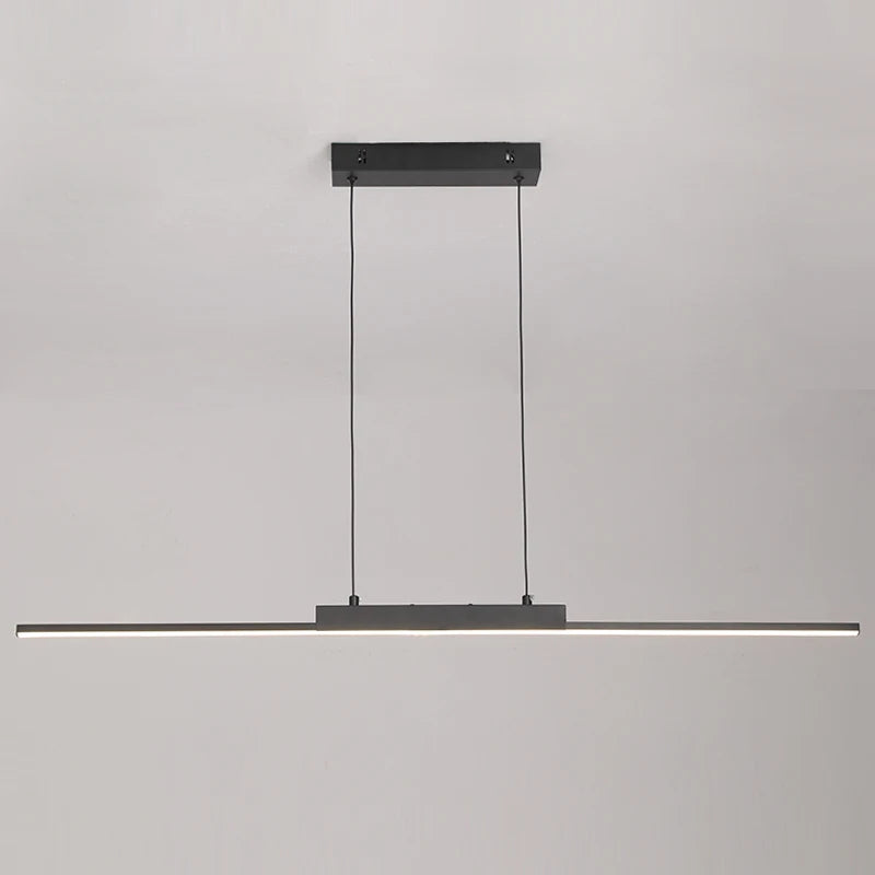 Modern lång LED takpendel i svart aluminium för kök matsal vardagsrum