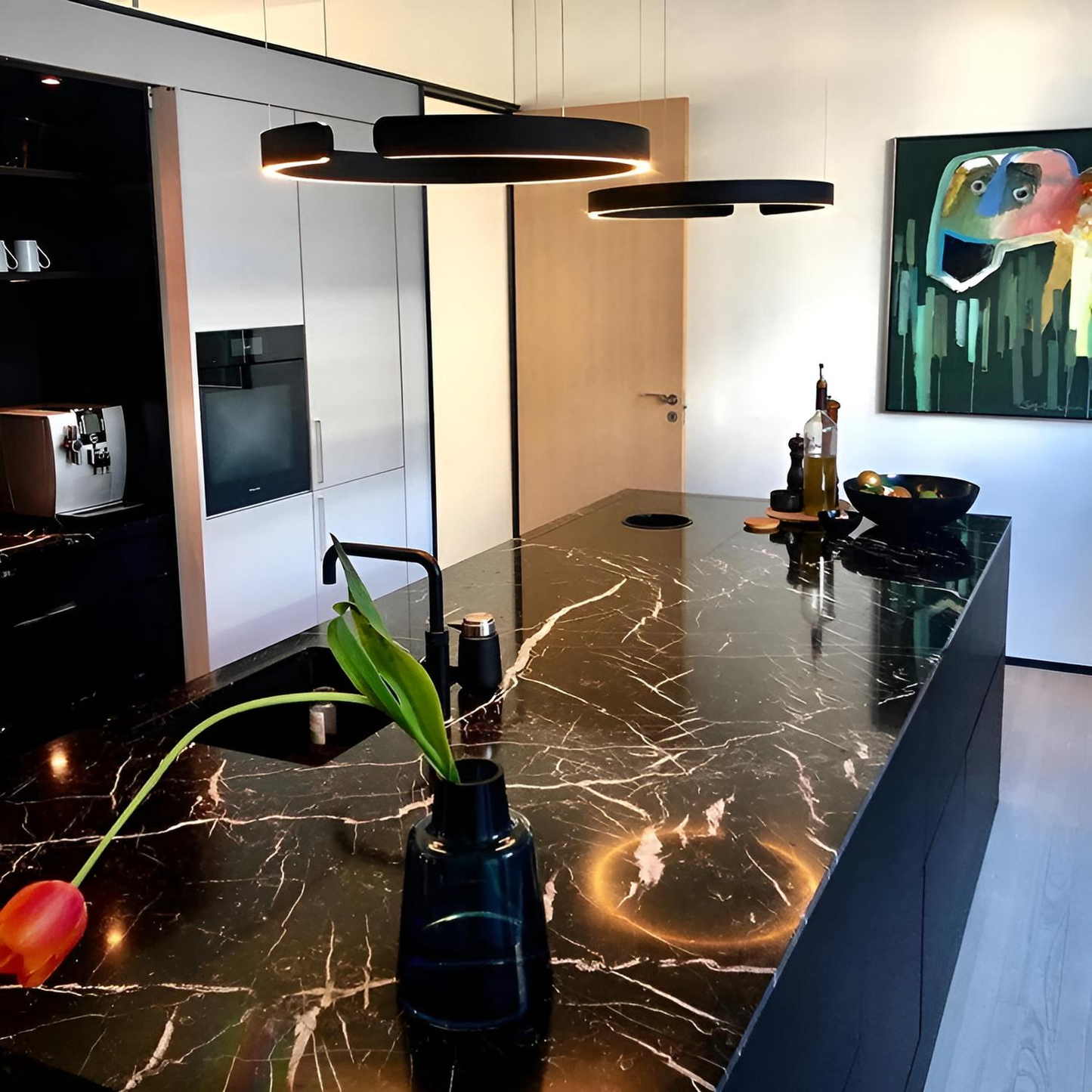 Modern LED pendellampa med halvring i minimalistisk design för matsal och vardagsrum