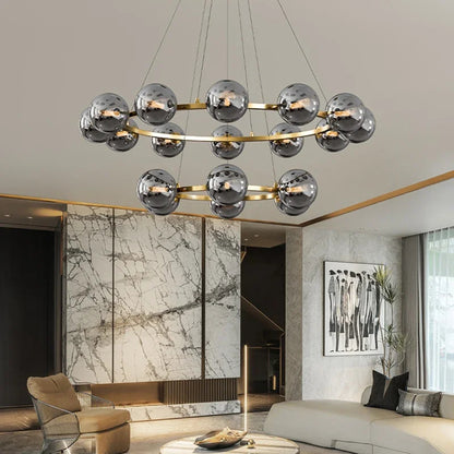 Lyxig ringformad LED taklampa med glasbubblor för vardagsrum matsal hall