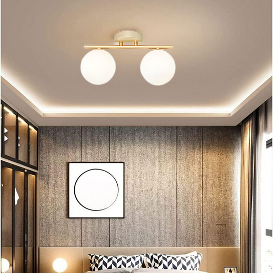 Modern taklampa i metall och glas – dimbar LED-plafond för vardagsrum och sovrum