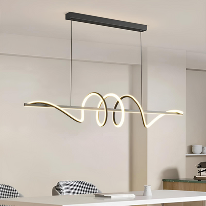 Modern vågformad LED-pendellampa för matsal, vardagsrum och kök