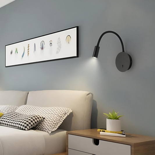 Modern LED vägglampa med flexibel arm i aluminium för sovrum sänglampa