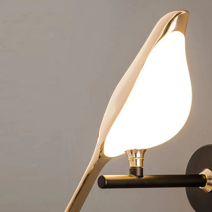 Vägglampa i guld fågeldesign med LED för sovrum vardagsrum hall dekoration