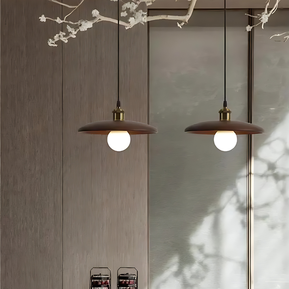 Japandi taklampa i naturligt trä och metall för vardagsrum sovrum kök och kontor