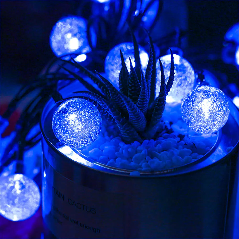 Glowbubbles | 5M solcellsdriven LED ljusslinga – 20 varmvita bubbelglödlampor för dekor