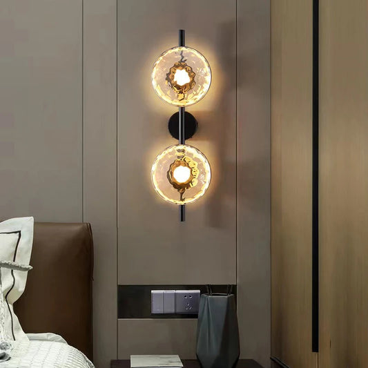 Modern glas vägglampa med metallstomme för vardagsrum sovrum hall hotell