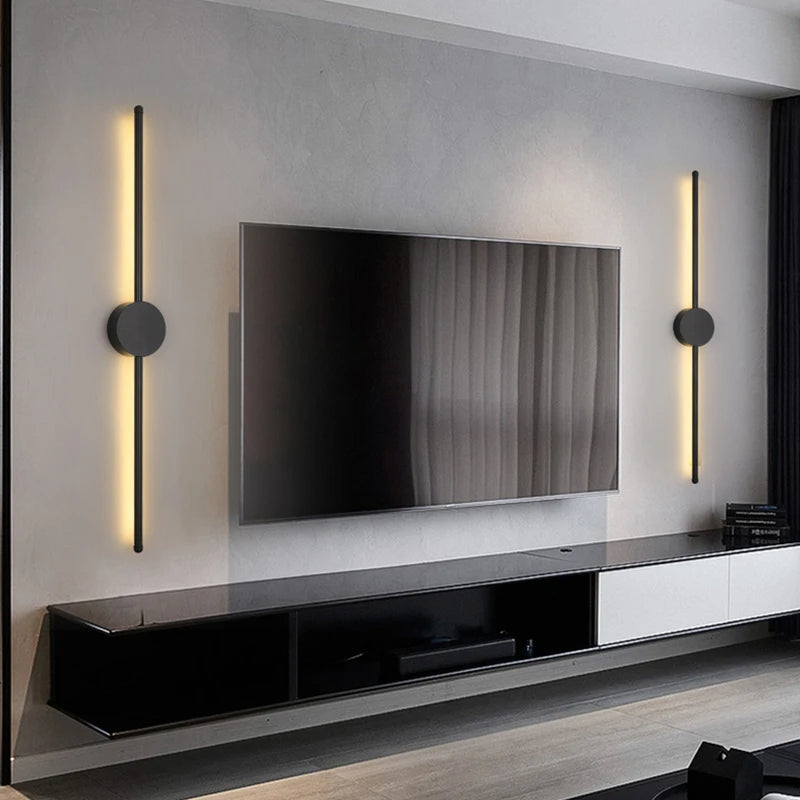 Modern svart vägglampa med lång LED-belysning för vardagsrum sovrum och hall