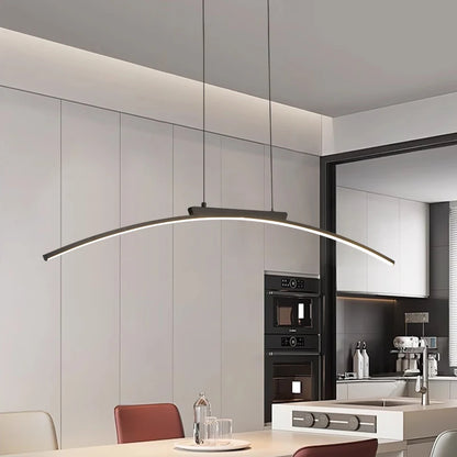 Modern välvd LED takpendel i svart aluminium för matsal kök vardagsrum