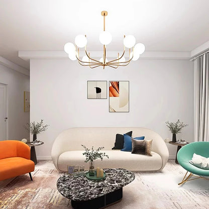 Nordisk takkrona i modern design med vita glaskupor för matsal vardagsrum