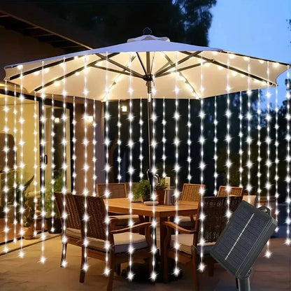 Glowdrape | Solcells LED-gardinlampor – dekorativ utomhusbelysning för trädgård
