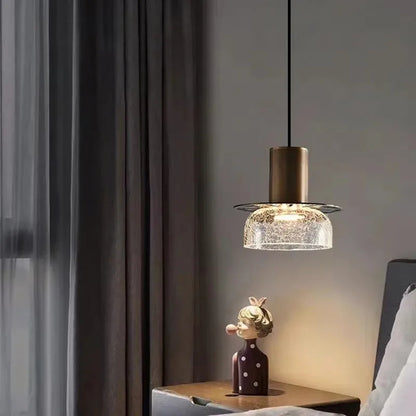 Modern pendellampa i spräckligt glas och metall för kök matsal och sovrum
