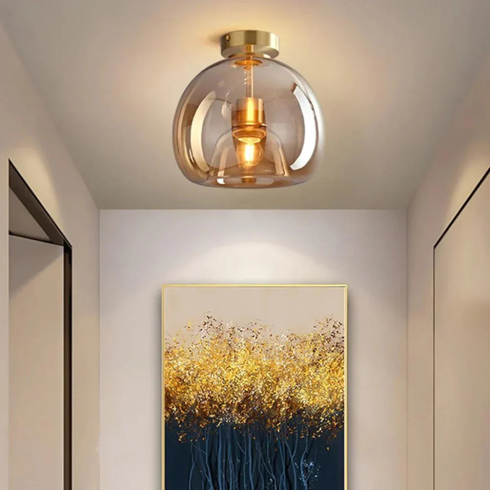 Modern taklampa i svart och guld med glasdetaljer – elegant LED plafond för vardagsrum, sovrum och matsal