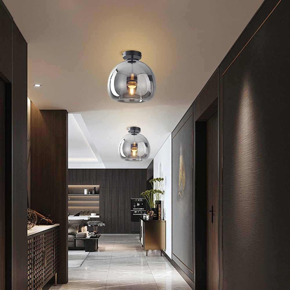 Modern taklampa i svart och guld med glasdetaljer – elegant LED plafond för vardagsrum, sovrum och matsal