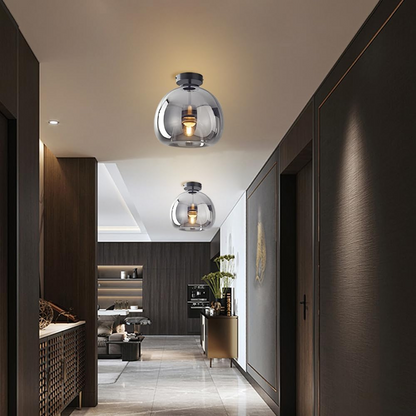 Modern taklampa i svart och guld med glasdetaljer – elegant LED plafond för vardagsrum, sovrum och matsal