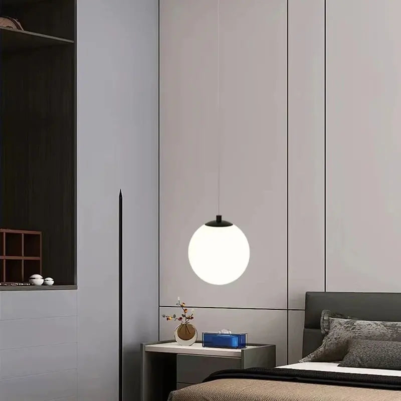 Modern glas pendellampa med klotdesign och justerbar höjd för matsal sovrum vardagsrum