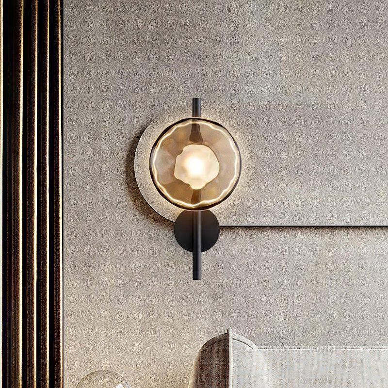 Modern glas vägglampa med metallstomme för vardagsrum sovrum hall hotell